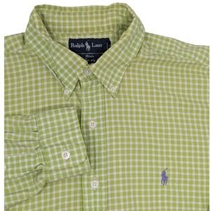Ralph Lauren Blake Gingham Button Down Shirt Men's Large Green White Long Sleeve